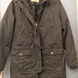 Uoiuxc Olive Green Winter Parka Coat with Multiple Pockets‎ Quilted Warm Jacket